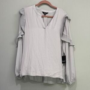 Simply Vera Vera Wang Ruffle Sleeve Blouse Lavender Gray XXL romantic soft